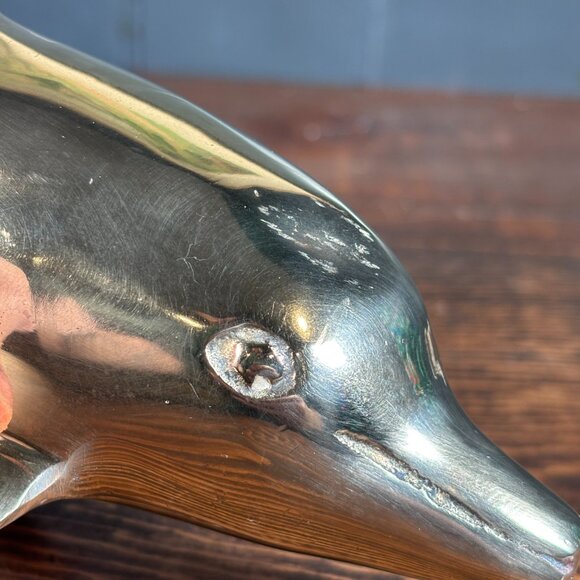 Vintage Brass Dolphin Figurine Nautical Coastal Decor for Shelf Display - Picture 10 of 17